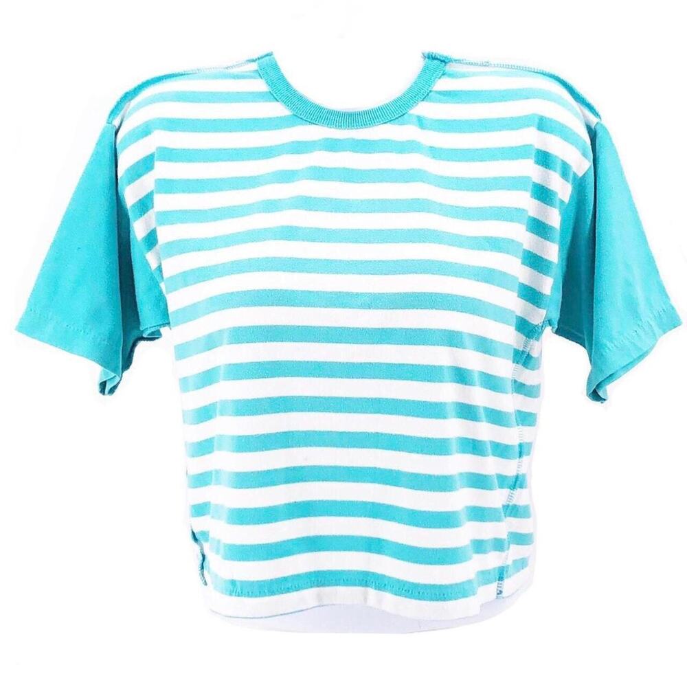 90s aqua striped crop top 1990s vintage